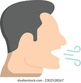 Diseño de ícono de color vectorial del olor del aliento desagradable, símbolo de la odontología, signo de la salud, ilustración del instrumento dental, concepto de halitosis