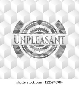 Unpleasant grey emblem with geometric cube white background