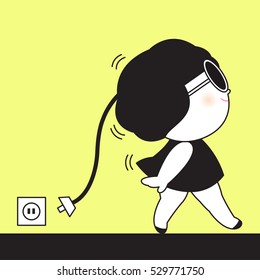 Unplug  All The Things Friday Mood Concept Character illustration