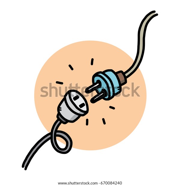 Unplug Cartoon Vector Illustration Hand Drawn Stock Vector (Royalty ...