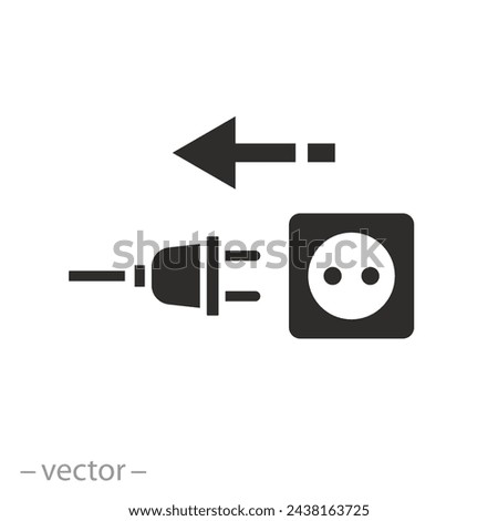 unplug electricity appliances icon, reduce energy consumption, use energy saving, concept power save, flat symbol on white background - vector illustration