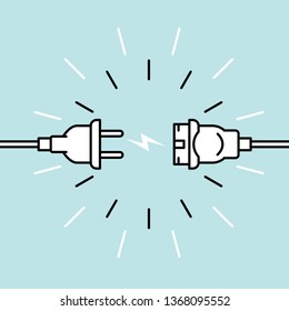 Unplugged electric plug and socket  - 404 error, disconnection, loss of connect, bond opening