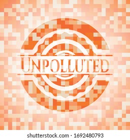 Unpolluted orange mosaic emblem. Vector Illustration. Detailed.
