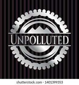Unpolluted silver badge or emblem. Vector Illustration. Mosaic.