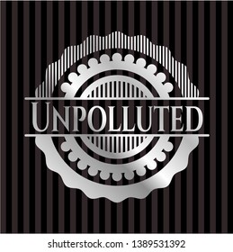 Unpolluted silver emblem or badge. Vector Illustration. Mosaic.