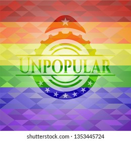 Unpopular on mosaic background with the colors of the LGBT flag