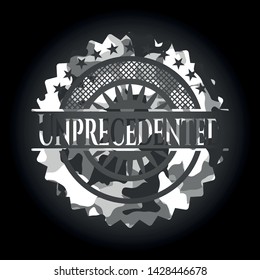 Unprecedented grey camouflaged emblem. Vector Illustration.