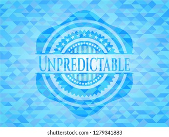 Unpredictable realistic light blue emblem. Mosaic background