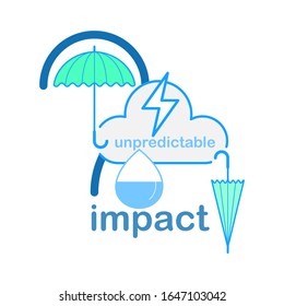 Unpredictable weather impacts on water. Vector illustration outline flat design style.