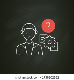 Unprocessing information chalk icon. Method lack for processing different information kinds. Inability to process new info.Isolated vector illustration on chalkboard