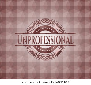 Unprofessional red badge with geometric pattern background. Seamless.