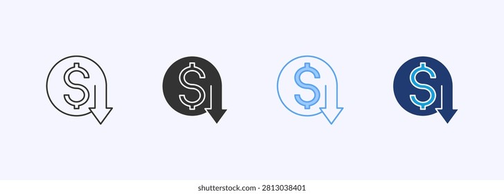 Unprofitable Icon Set Multiple Style Collection Illustration