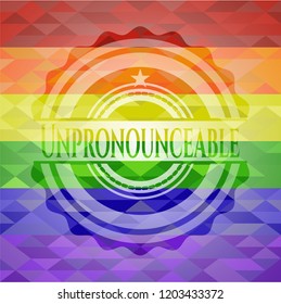 Unpronounceable lgbt colors emblem 