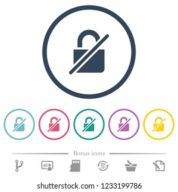 Unprotected flat color icons in round outlines. 6 bonus icons included.