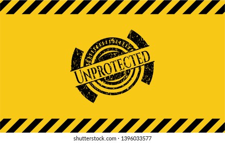 Unprotected inside warning sign, black grunge emblem. Vector Illustration. Detailed.