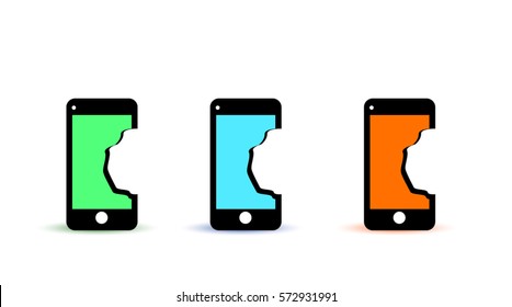 Unprotected phone. Easy targets for hacker and cyber criminals. Money and personal data stolen. Vector icon for a section on mobile security