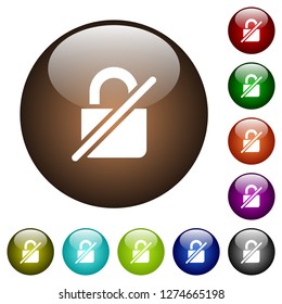 Unprotected white icons on round color glass buttons