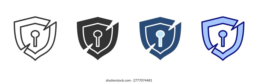 Unprotection Icon Set. Designed In Multi Style