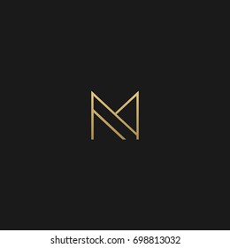 Unqiue modern creative stylish fashion brands black and gold color M N initial based letter icon logo.