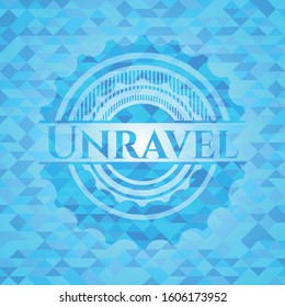Unravel light blue emblem with mosaic background