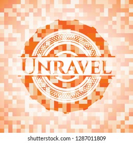 Unravel orange mosaic emblem with background