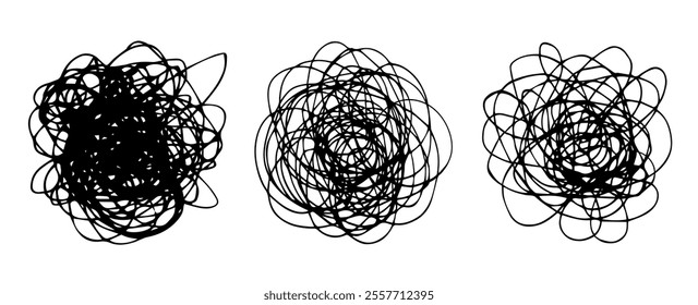 Unravel the tangled tangle. Vector drawing