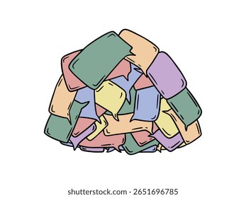 Ilustración de pila de chat sin leer, aislado sobre fondo blanco