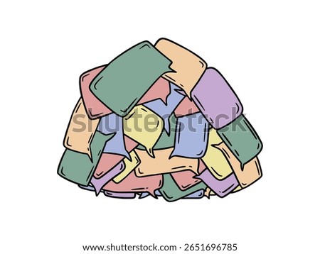 Unread chat pile illustration, isolated on white background
