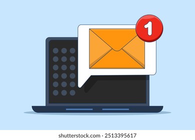 Concepto de notificación de correo electrónico no leído. Nuevo mensaje en la pantalla del dispositivo. Chat en línea. Notificación de la bandeja de entrada de mensajes de correo electrónico. Sobre con nuevo mensaje. Email marketing, Ilustración vectorial.