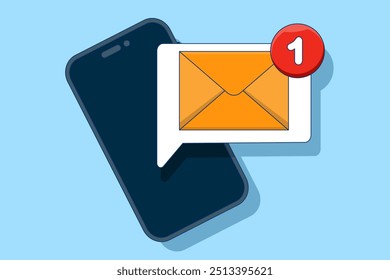 Concepto de notificación de correo electrónico no leído. Nuevo mensaje en la pantalla del dispositivo. Chat en línea. Notificación de la bandeja de entrada de mensajes de correo electrónico. Sobre con nuevo mensaje. Email marketing, Ilustración vectorial.