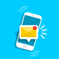 Unread Email Notification. New Message On The Smartphone Screen. Vector Illustration.