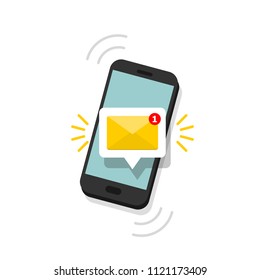 Unread Email Notification. New Message On The Smartphone Screen. Vector Illustration.