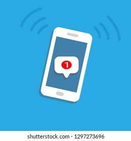 Unread email notification. New message on the smartphone screen. Vector illustration.