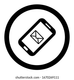 Unread email notification. New message on the smartphone screen. Vector illustration.
