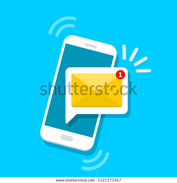 未読の電子メール通知 スマートフォンの画面に新しいメッセージが表示されます ベクターイラスト のベクター画像素材 ロイヤリティフリー
