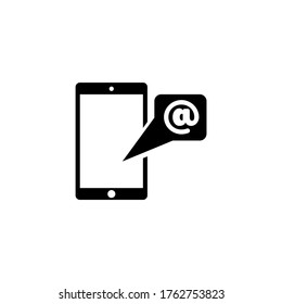 Unread Email Notification. Smartphone Message. Flat Vector Icon illustration. Simple black symbol on white background. Phone Email Notification sign design template for web and mobile UI element