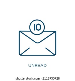 unread icon. Thin linear unread outline icon isolated on white background. Line vector unread sign, symbol for web and mobile