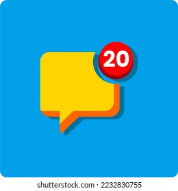 unread incoming message icon. numbered message icon. unread chat icon. message chat