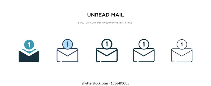 unread mail icon in different style vector illustration. two colored and black unread mail vector icons designed in filled, outline, line and stroke style can be used for web, mobile, ui
