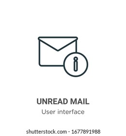 Unread mail outline vector icon. Thin line black unread mail icon, flat vector simple element illustration from editable user interface concept isolated stroke on white background