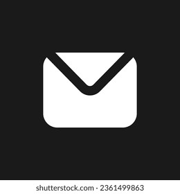 Unread message dark mode glyph ui icon. Text messaging. Communication app. User interface design. White silhouette symbol on black space. Solid pictogram for web, mobile. Vector isolated illustration