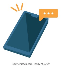 Unread message on mobile phone, flat design vector illustration, new email notification
