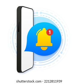 Unread notification. New message on the smartphone screen. Online messaging. Vector illustration.
