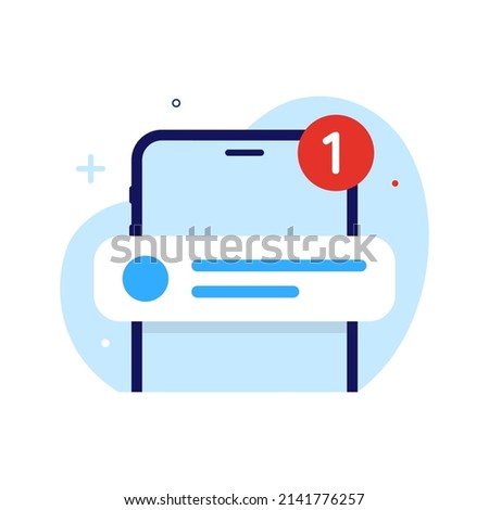 unread, one new notification with smartphone screen concept illustration flat design vector eps10. modern graphic element for landing page, empty state ui, infographic, icon
