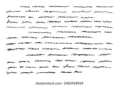 Unreadable hand written text. Illegible antique English cursive fake document. Linear abstract text