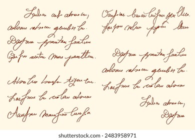 Texto escrito a mano ilegible. Documento falso cursivo inglés antiguo ilegible. Texto abstracto lineal