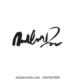 Unreadable handwriting font signature text on white background