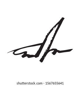 Unreadable handwriting font signature text on white background