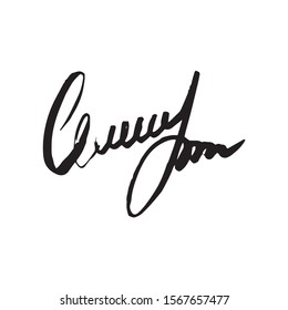 Unreadable handwriting font signature text on white background