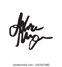 Unreadable handwriting font signature text on white background